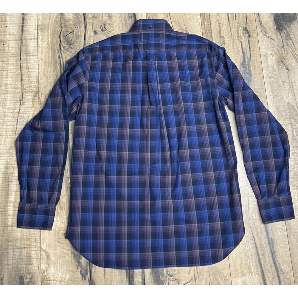 FACONNABLE Club Button-Down Shirt M Blue Plaid Cotton Long Sleeve Preppy. - Picture 7 of 11